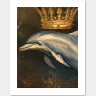 Dolphin with a Crown Posters and Art